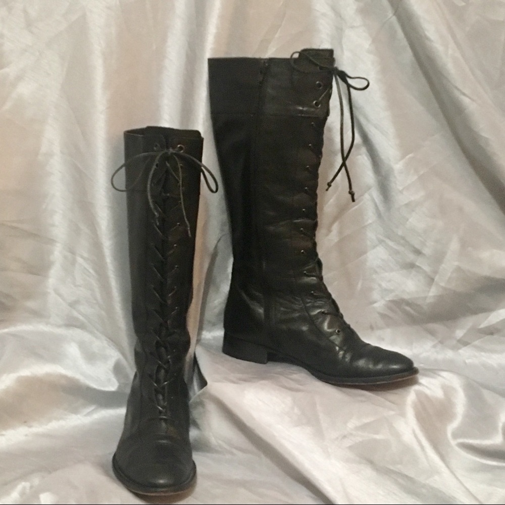 VINTAGE Italian leather lace up boots size 6 - Picture 1 of 2